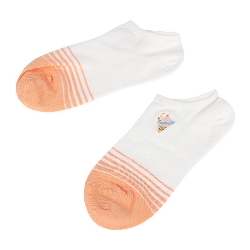 Atacado meias femininas personalizadas clássicas de cano baixo com meias bordadas
