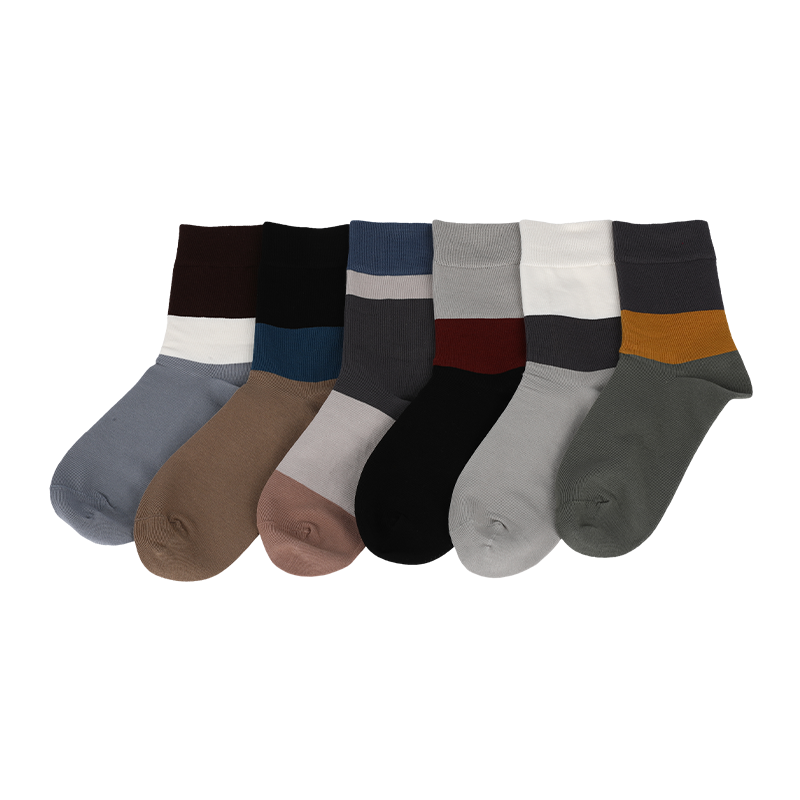 Meias casuais, sociais ou personalizadas feitas de algodão penteado OEKO-Tex de alta qualidade, fios de algodão natural anti-borboto, meias clássicas largas listradas, meias de caminhada diária